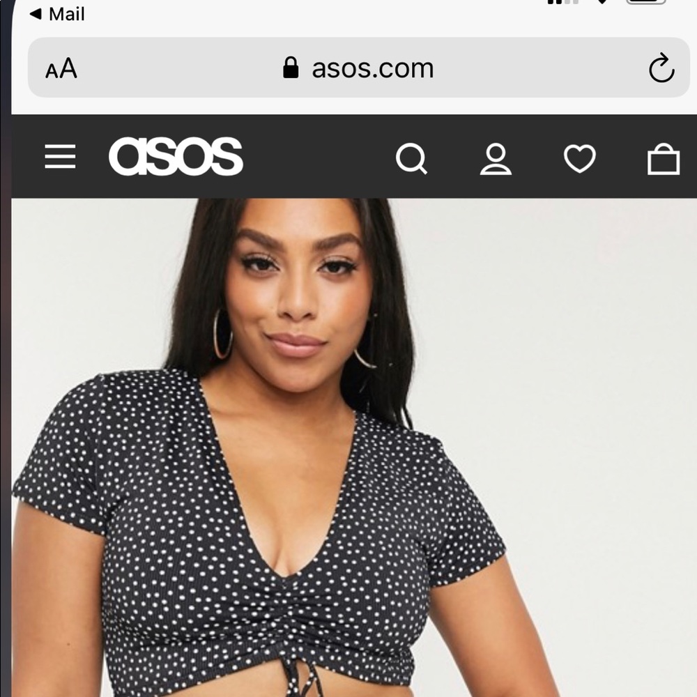Cropped polka dot tie bikini top